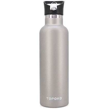 25 OZ Vacuum Insulated Stainless Steel Double Wall, Sweat Proof, Leak Proof Thermos Hot Cold Water Bottle/Wide or Small Mouth, Vacuum Seal Cap, Reusable Travel Mug. (gray straw lid)