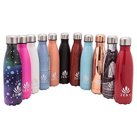 Zen 5 Reusable 17 oz BPA Free Water Bottle – Keeps Drinks HOT or COLD for 24 Hours