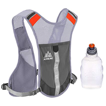 Premium Reflective Vest Give Sport Water Bottle as Gift for Running Cycling Clothes for Women Men Safety Gear with Pocket 3M Scotchlite with Reflective High Visibility for (Grey)