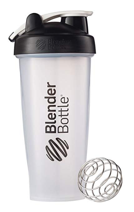 BlenderBottle Classic Loop Top Shaker Bottle, 28-Ounce, Clear/Black