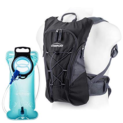 Overmont Hiking Backpack Camping Gear for Containing a Hydrating Bladder 2.5 liters Backpack cyclist(total capacity 10L) for Outdoor Sports Long Voyage Climbing with 2L TPU Hydration Bladder