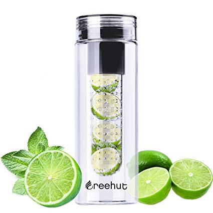 Reehut Fruit Infuser Water Bottle 25 oz - Fresh Fusion Leak Proof Sport Water Bottles with Fruit Infuser for Fitness, Yoga or At The Gym