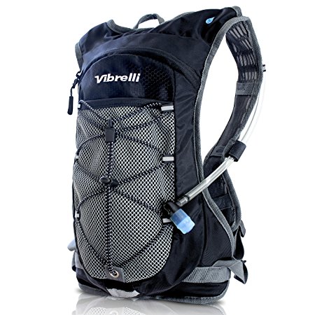 Vibrelli Hydration Pack & 2L Hydration Bladder - High Flow Bite Valve Hydration Backpack with Anti-Microbial Technology